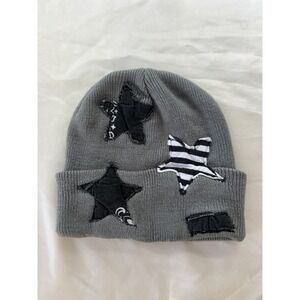 BP Infant Toddler Gray Knit Beanie Hat Star Patch Appliqué Cuffed 100% Acrylic